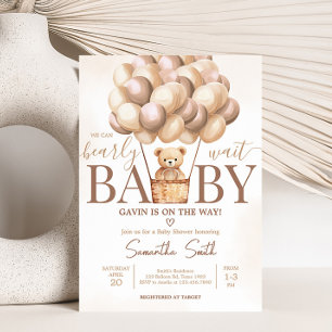 Invitación Bearly Wait Brown Hot Air Balloon Baby Shower