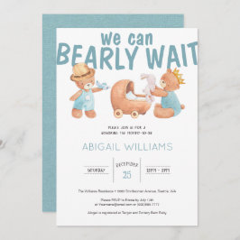 Invitación Bearly Wait Es un Baby Shower de Boy Teddy Bear
