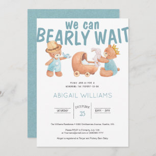Invitación Bearly Wait Es un Baby Shower de Boy Teddy Bear