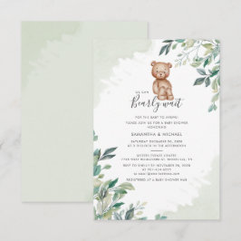 Invitación Bearly Wait Eucalyptus Foliage Parejas Baby Shower