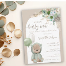 Bearly Wait Green Boho Bear de Baby Shower