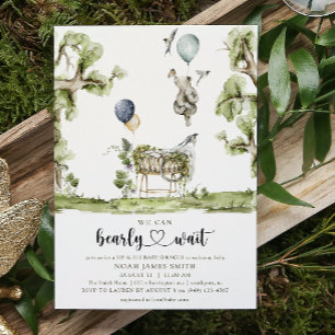 Invitación Bearly Wait Heart Sip & See Boy Baby Shower