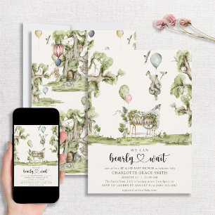 Invitación Bearly Wait Heart Sip & See Chica Baby Shower