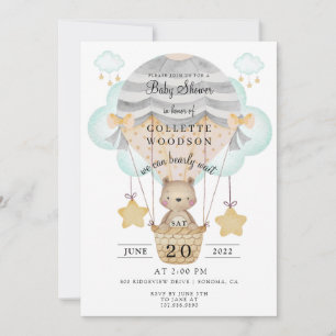 Invitación Bearly Wait Hot Air Balloon Baby Shower