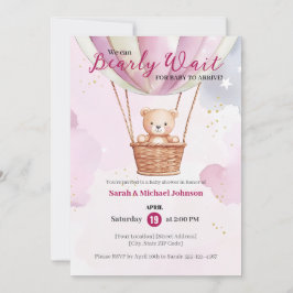Invitación Bearly Wait Hot Air Balloon Baby Shower