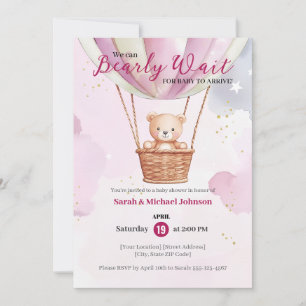 Invitación Bearly Wait Hot Air Balloon Baby Shower