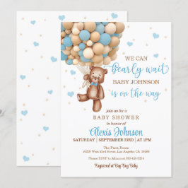 Invitación Bearly Wait Hot Air Balloon Baby Shower (Boy)