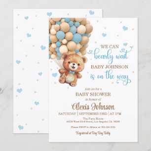 Invitación Bearly Wait Hot Air Balloon Baby Shower (Boy)
