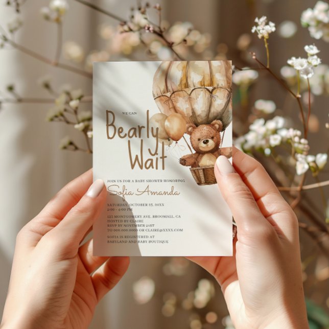 Invitación Bearly Wait Neutral Baby Animals Baby Shower (Subido por el creador)