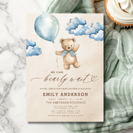Invitación Bearly Wait Neutral Beige & Blue Boy Baby Shower