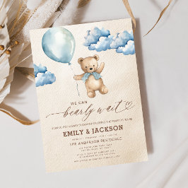 Invitación Bearly Wait Neutral Beige & Blue Boy Baby Shower