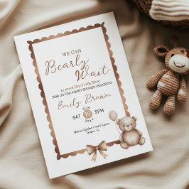 Invitación Bearly Wait Neutral Teddy Baby Shower Invitation