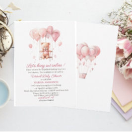 Invitación Bearly Wait Pink acuacuarela Virtual Baby Shower