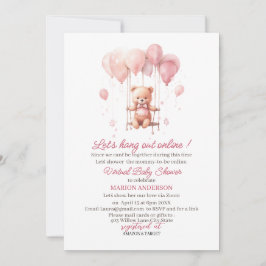Invitación Bearly Wait Pink acuacuarela Virtual Baby Shower