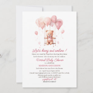 Invitación Bearly Wait Pink acuacuarela Virtual Baby Shower