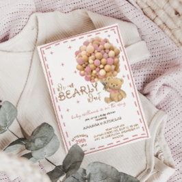 Invitación Bearly Wait Pink Modern Chica Shower