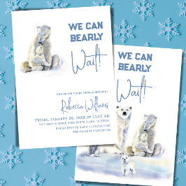 Invitación Bearly Wait Polar Bear Blue Winboy Baby Shower