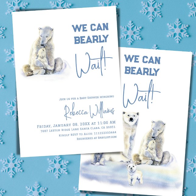 Invitación Bearly Wait Polar Bear Blue Winboy Baby Shower (Subido por el creador)