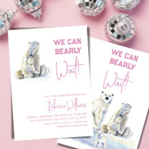 Bearly Wait Polar Bear Chica rosa Baby Shower