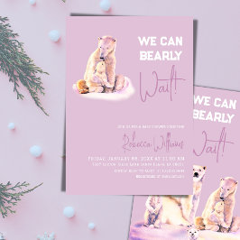 Invitación Bearly Wait Polar Bear Pink Winter Baby Shower