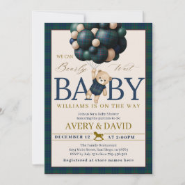 Invitación Bearly Wait Preppy Teddy Balloon Baby Shower