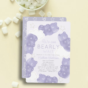 Invitación Bearly Wait Purple Gummy Bear Baby Shower