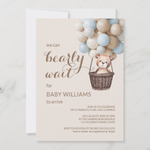 Invitación Bearly Wait Teddy Balloons Boy Baby Shower