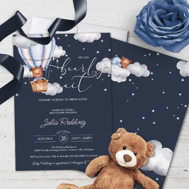 Invitación Bearly Wait Teddy Bear Air Balloon Baby Shower (Subido por el creador)