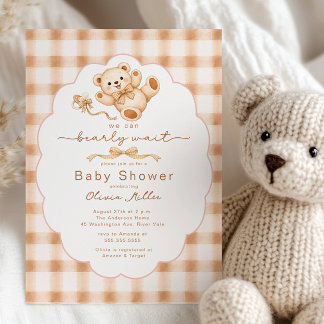 Invitación Bearly Wait Teddy Bear Baby Shower Invite
