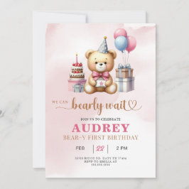Invitación Bearly Wait Teddy Bear Birday