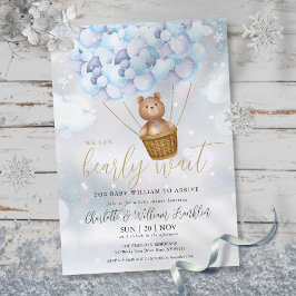 Invitación Bearly Wait Teddy Bear Boy Winter Baby Shower
