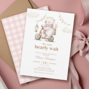 Invitación Bearly Wait Teddy Bear Chica Baby Shower