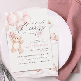 Invitación Bearly Wait Teddy Bear Chica Baby Shower