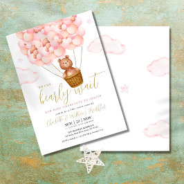 Invitación Bearly Wait Teddy Bear Chica rosa Baby Shower