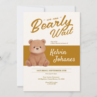 Invitación Bearly Wait Teddy Bear Despojado Baby Shower