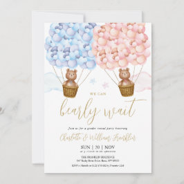 Invitación Bearly Wait Teddy Bear Gender Revelador Fiesta