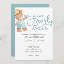 Invitación Bearly Wait Watercolor Teddy Bear Baby Shower