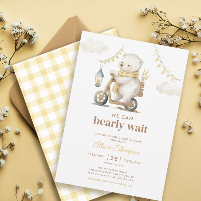 Invitación Bearly Wait White Bear Gender Neutral Baby Shower (Subido por el creador)