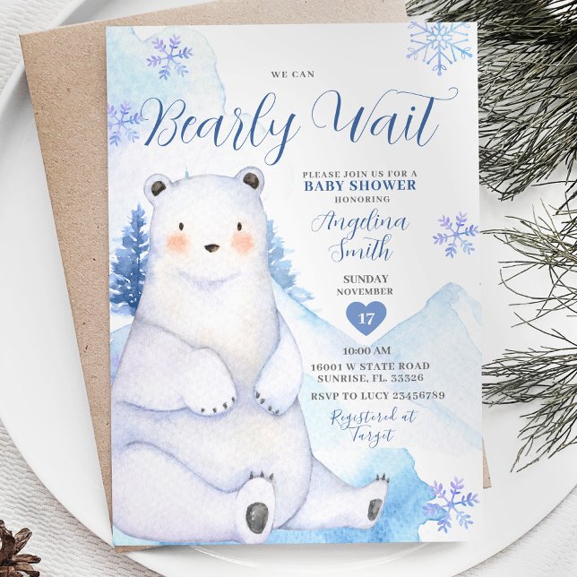 Invitación Bearly Wait Winter Bear Baby Shower (Subido por el creador)