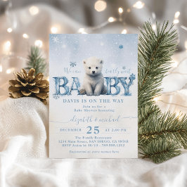 Invitación Bearly Wait Winter Modern Baby Shower