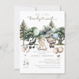 Invitación Bearly Wait Woodland Bear Baby Shower