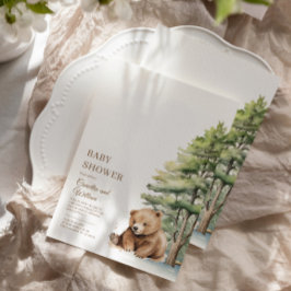 Invitación Bearly Wait Woodland Teddy Bear Baby Shower