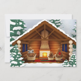 Invitación Bears In Home Cosy Log Cabin Vacaciones Personaliz