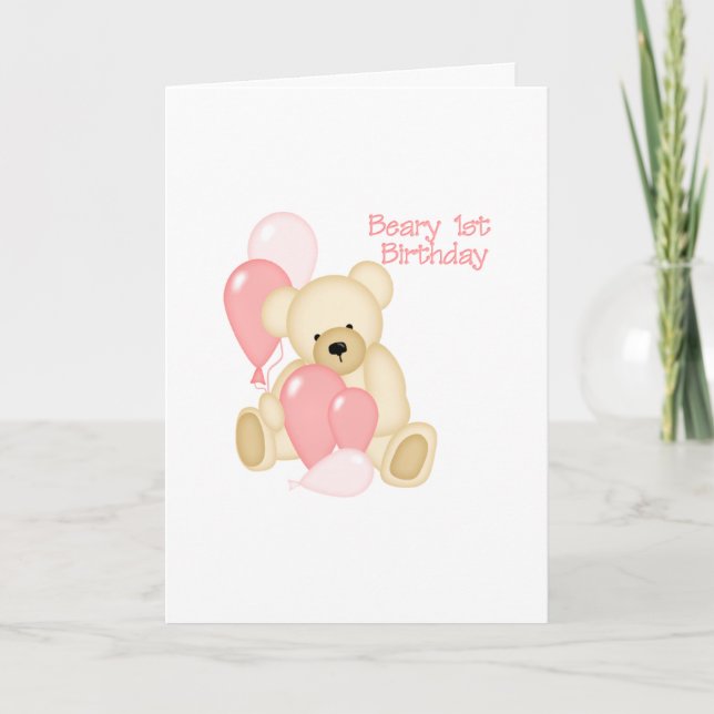 Invitación Beary 1st BIrthday (CHICA) (Anverso)