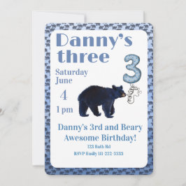 Invitación Beary Awesome 3rd Birthday Invitation
