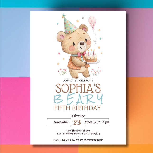Invitación Beary-birthday with tedy bear  (Subido por el creador)