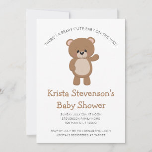Invitación Beary Cute Baby On the Way Woodland Baby Shower