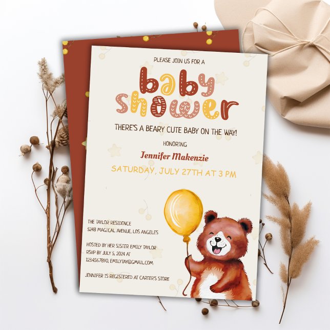 Invitación Beary Cute Ballon Bear Baby Shower (Subido por el creador)
