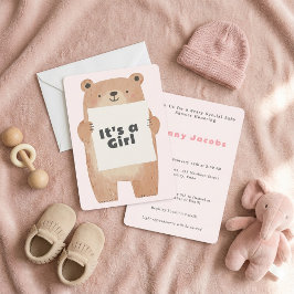Invitación Beary Cute es un oso chica de Baby Shower