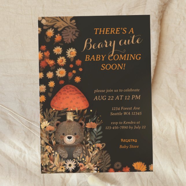 Invitación Beary Cute Mushroom Woodland Baby Shower (Subido por el creador)
